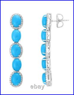 35Ct Sleeping Beauty Turquoise Diamond14K White Gold Over Necklace & Earring Set
