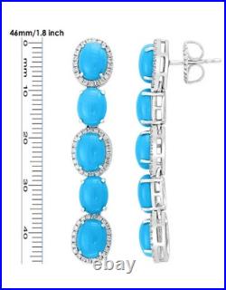 35Ct Sleeping Beauty Turquoise Diamond14K White Gold Over Necklace & Earring Set