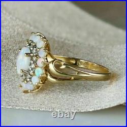 3Ct Oval Cut Fire Opal & Diamond Halo Women's Wedding Ring 14K Yellow Gold Over