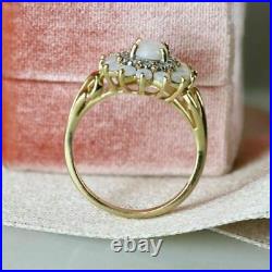 3Ct Oval Cut Fire Opal & Diamond Halo Women's Wedding Ring 14K Yellow Gold Over