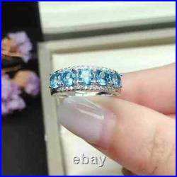 3Ct Round Lab-Created Aquamarine Halo Wedding Ring 14K White Gold Plated