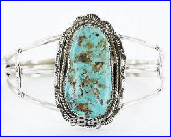 $400Tag Navajo. 925 Sterling Silver Natural Turquoise Native American Bracelet