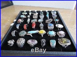426 grams LOT of 36 VTG Sterling Silver Rings Art Deco Native American Turquoise