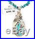 $480Tag. 925 Sterling Silver Navajo Natural Turquoise Native American Necklace