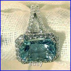 4CT Emerald Cut Lab-Created Aquamarine Diamond Ring 14K White Gold Plated Silver