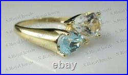 4.0CT Aquamarine & Diamond VVS1/D Bypass Style Pear Shape 14K Yellow Gold Finish
