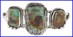 $500Tag Apache. 925 Sterling Silver Natural Turquoise Native American Bracelet