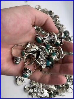 50 Grams Turquoise Lot of Sterling Silver 925 Rings Resale Bulk Natural