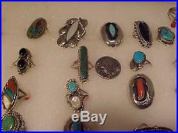 50 Native American Navajo Zuni Southwest Turquoise Sterling Silver Rings