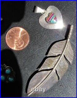 5 Vintage Sterling Silver Native American Navajo Pendants Pins Brooch Turquoise