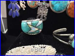 66PC Vintage Old Pawn Navajo Turquoise Sterling Silver 925 LOT Zuni 804 Grams