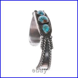6.5 1940's Lone Mountain turquoise sterling navajo twisted silver cuff bracelet