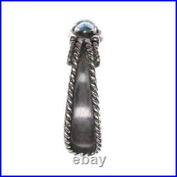 6.5 1940's Lone Mountain turquoise sterling navajo twisted silver cuff bracelet