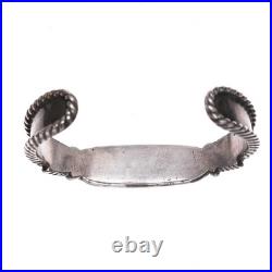 6.5 1940's Lone Mountain turquoise sterling navajo twisted silver cuff bracelet