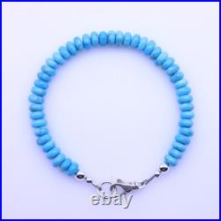 6mm Blue Kingman Arizona Natural Turquoise Beaded Rondelle Bracelet with Clasp