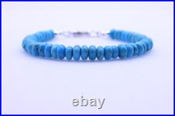 6mm Blue Kingman Arizona Natural Turquoise Beaded Rondelle Bracelet with Clasp