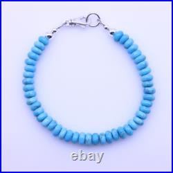 6mm Blue Kingman Arizona Natural Turquoise Beaded Rondelle Bracelet with Clasp