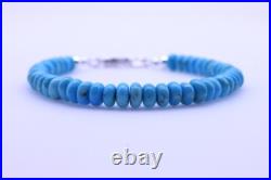 6mm Blue Kingman Arizona Natural Turquoise Beaded Rondelle Bracelet with Clasp