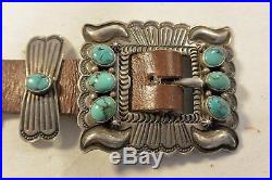 7.7ozt GARY REEVES 25 TURQUOISE signed Navajo CONCHO BELT buckle Sterling Silver
