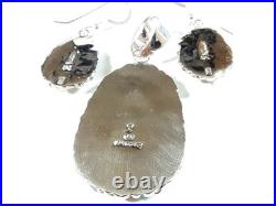 925 STERLING CLUSTER FLOWER TURQUOISE CORAL SPINY OYSTER MATCHING SET 17.3g