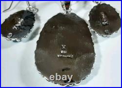 925 STERLING SILVER CLUSTER FLOWER TURQUOISE MATCHING SET 17.2g