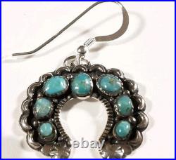 925 STERLING SILVER ETCHED NAJA 21 STONES TURQUOISE MATCHING SET 15.4g