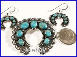 925 STERLING SILVER ETCHED NAJA 21 STONES TURQUOISE MATCHING SET 15.4g