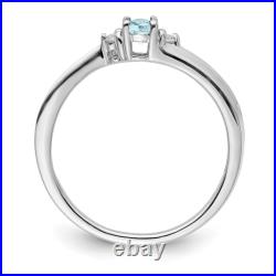 925 Sterling Silver Aquamarine Diamond Birthstone Ring
