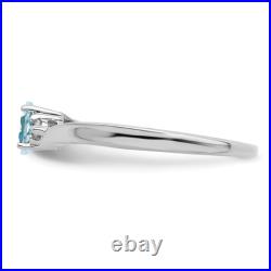 925 Sterling Silver Aquamarine Diamond Birthstone Ring