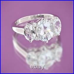 925 Sterling Silver Blue Aquamarine Promise Ring Jewelry Gift Size 10 Ct 3.3