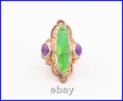 925 Sterling Silver & Brass Vintage Ring NAVAJO 2 Tone Turquoise Sz 9.5 RG27601