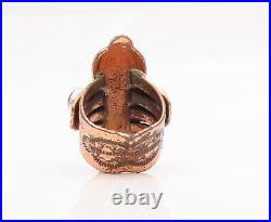 925 Sterling Silver & Brass Vintage Ring NAVAJO 2 Tone Turquoise Sz 9.5 RG27601