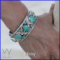 925 Sterling Silver Men Women Cuff Bracelet Blue Opal Stone Turquoise Jewelry 925 Sterling Silver Men Women Cuff Bracelet Blue Opal Stone Turquoise Jewelry