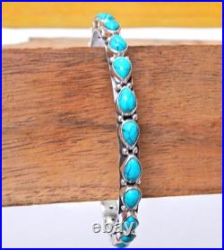925 Sterling Silver Natural Turquoise Bangle size 2-6 Gemstone Jewelry handmade