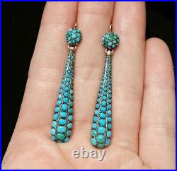 925 Sterling Silver Natural Turquoise Handmade Wedding Earring Jewelry