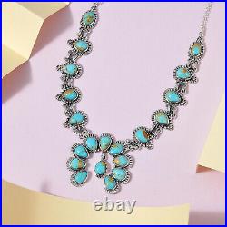 925 Sterling Silver Natural Turquoise Necklace Jewelry for Women Size 18 Ct 14.2