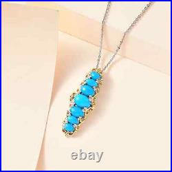 925 Sterling Silver Natural Turquoise Pendant Necklace Gift Size 20 Ct 2.3