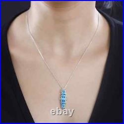 925 Sterling Silver Natural Turquoise Pendant Necklace Gift Size 20 Ct 2.3