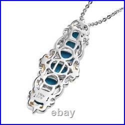 925 Sterling Silver Natural Turquoise Pendant Necklace Gift Size 20 Ct 2.3