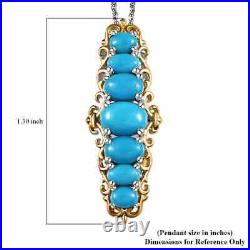 925 Sterling Silver Natural Turquoise Pendant Necklace Gift Size 20 Ct 2.3