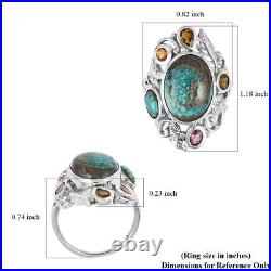 925 Sterling Silver Natural Turquoise Solitaire Ring Jewelry Size 6.5 Ct 6.9