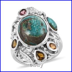 925 Sterling Silver Natural Turquoise Solitaire Ring Jewelry Size 7.5 Ct 6.9