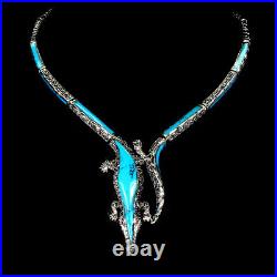 925 Sterling Silver Necklace Turquoise Stabilized Ruby Gemstone Jewelry 17inches