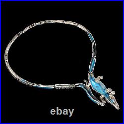 925 Sterling Silver Necklace Turquoise Stabilized Ruby Gemstone Jewelry 17inches