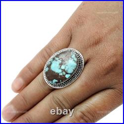 925 Sterling Silver Oval Natural Turquoise Cocktail Sister Ring Jewelry Size 8