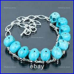925 Sterling Silver Oval Santa Rosa Turquoise Stone Chain Bezel Necklace Jewelry 925 Sterling Silver Oval Santa Rosa Turquoise Stone Chain Bezel Necklace Jewelry