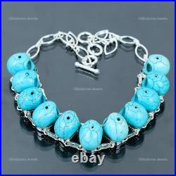 925 Sterling Silver Oval Santa Rosa Turquoise Stone Chain Bezel Necklace Jewelry 925 Sterling Silver Oval Santa Rosa Turquoise Stone Chain Bezel Necklace Jewelry