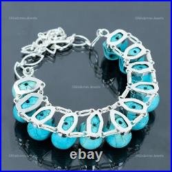 925 Sterling Silver Oval Santa Rosa Turquoise Stone Chain Bezel Necklace Jewelry 925 Sterling Silver Oval Santa Rosa Turquoise Stone Chain Bezel Necklace Jewelry