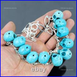 925 Sterling Silver Oval Santa Rosa Turquoise Stone Chain Bezel Necklace Jewelry 925 Sterling Silver Oval Santa Rosa Turquoise Stone Chain Bezel Necklace Jewelry