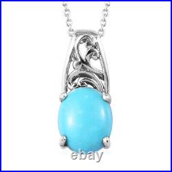 925 Sterling Silver Platinum Over Sleeping Beauty Turquoise Pendant Gift Ct 2.3